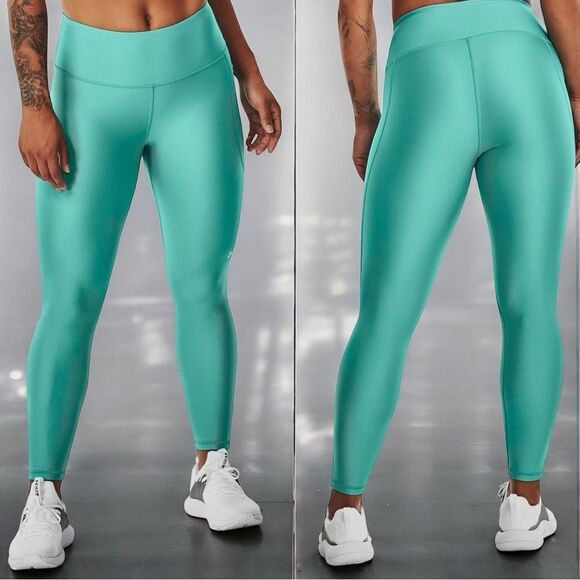Under Armour UA Teal/Green HeatGear High No-Slip Waistband Ankle Leggings 2X - Picture 2 of 11